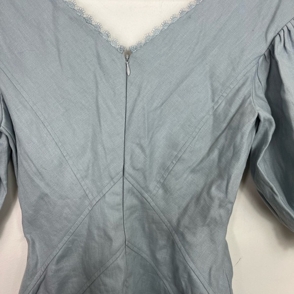 NWT Love McNicoll Linen Diana Puff Sleeves Bodycon Dress Sz S - Picture 14 of 16
